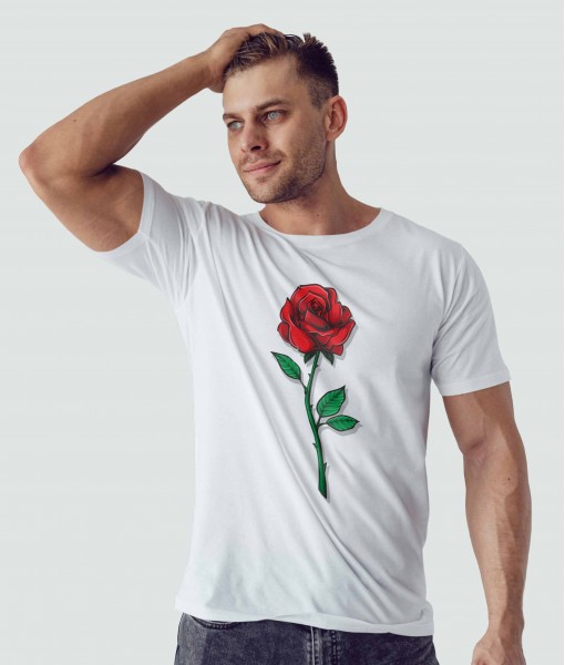 Мъжка тениска с щампа Арт Red rose - TShirtArtShop.com